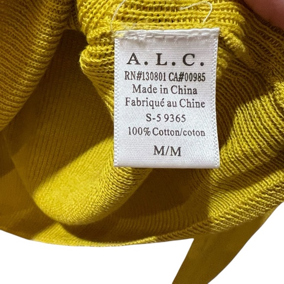 A.L.C. Yellow V-Neck Sweater Lightweight Knit size Medium - Picture 3 of 5